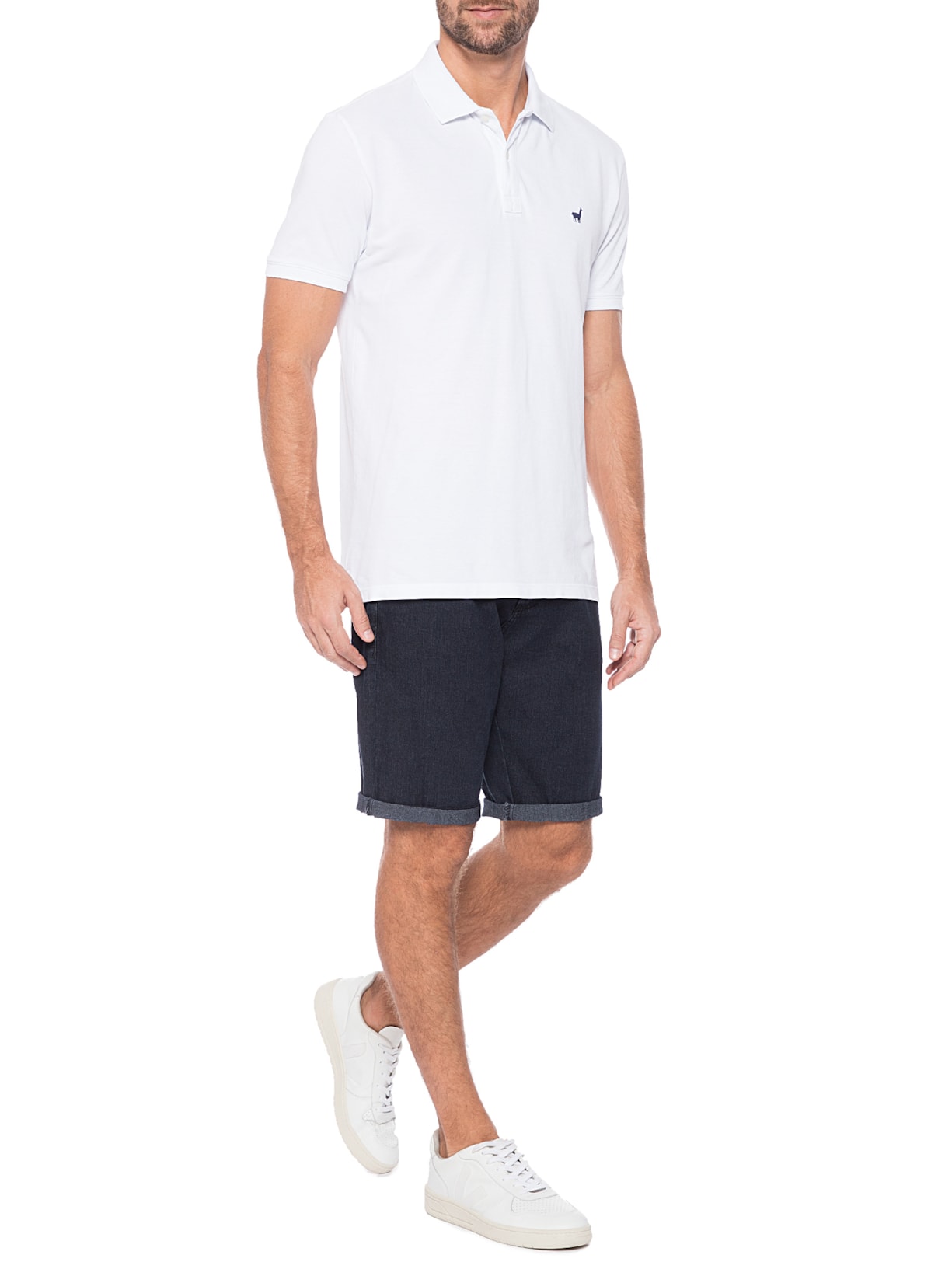 Polo Masculina Lhama Strech Branco Zapalla
