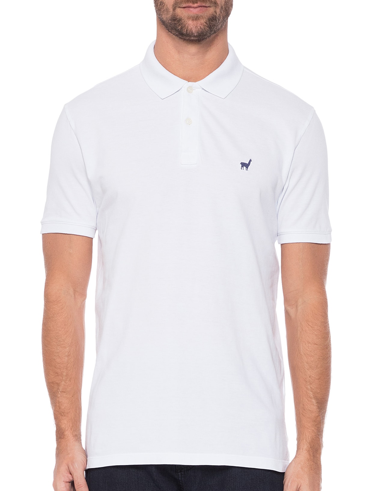 Polo Masculina Lhama Strech Branco Zapalla