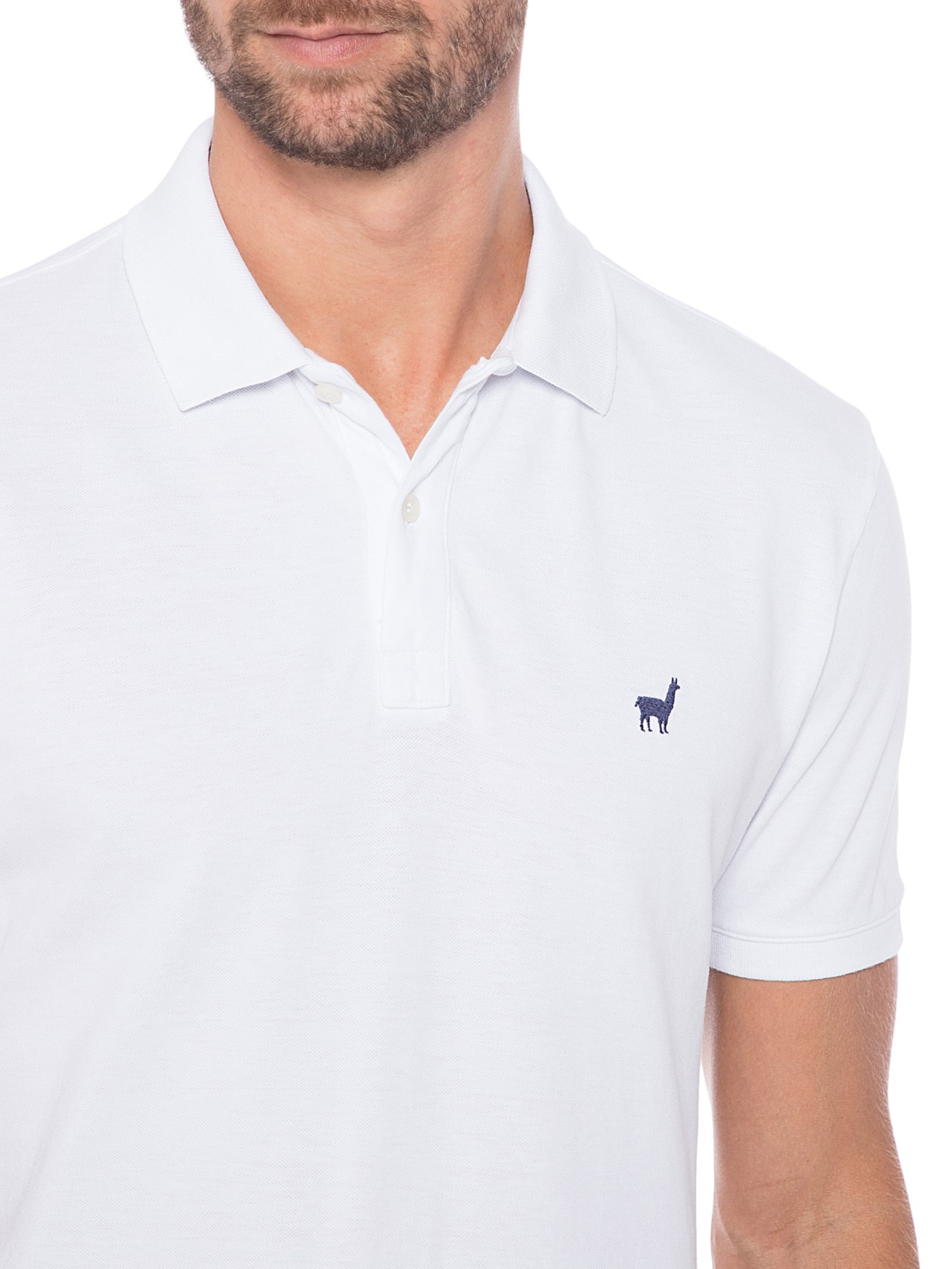 Polo Masculina Lhama Strech Branco Zapalla