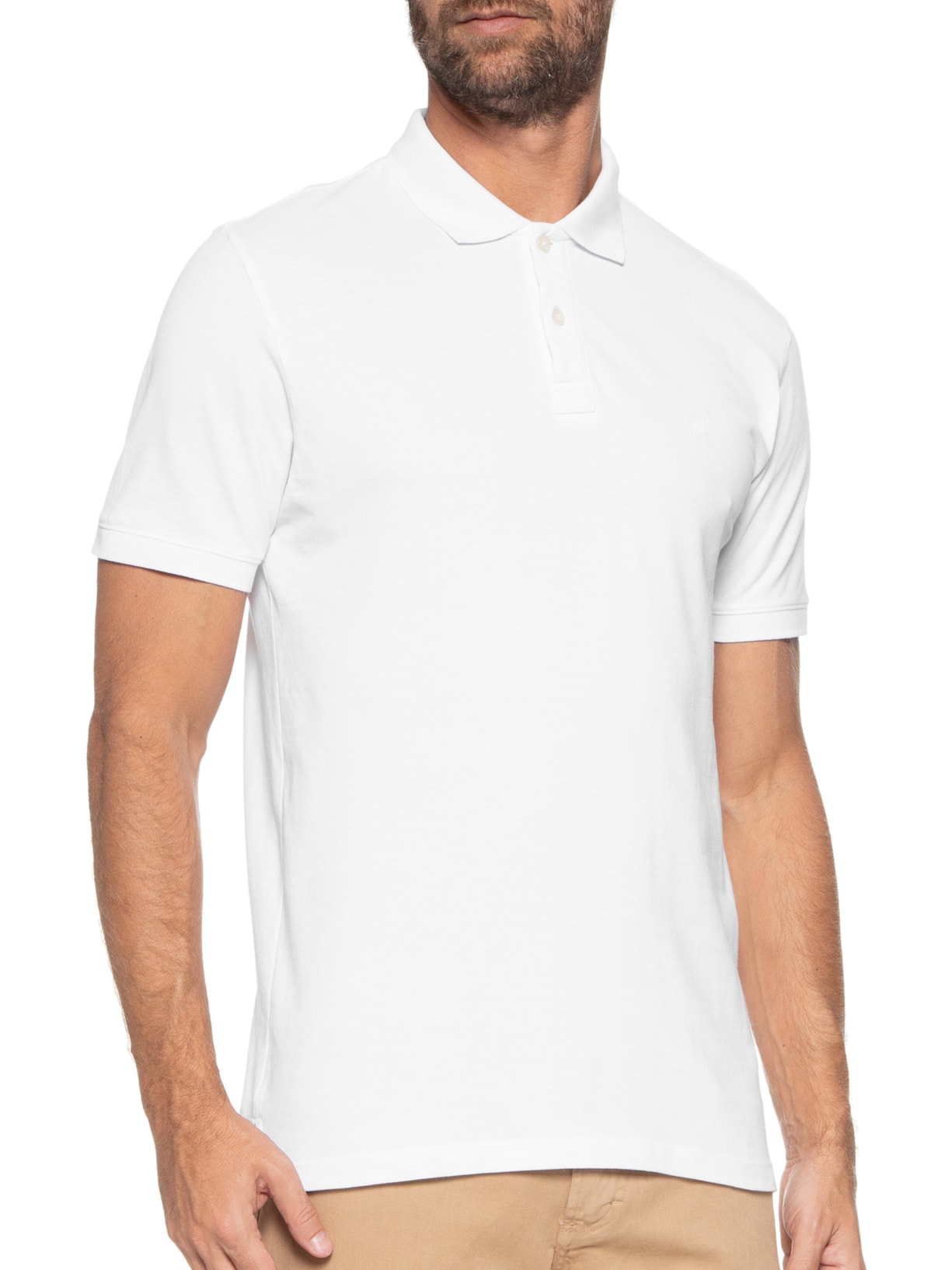 Polo Masculina Lhama Strech Branco Zapalla