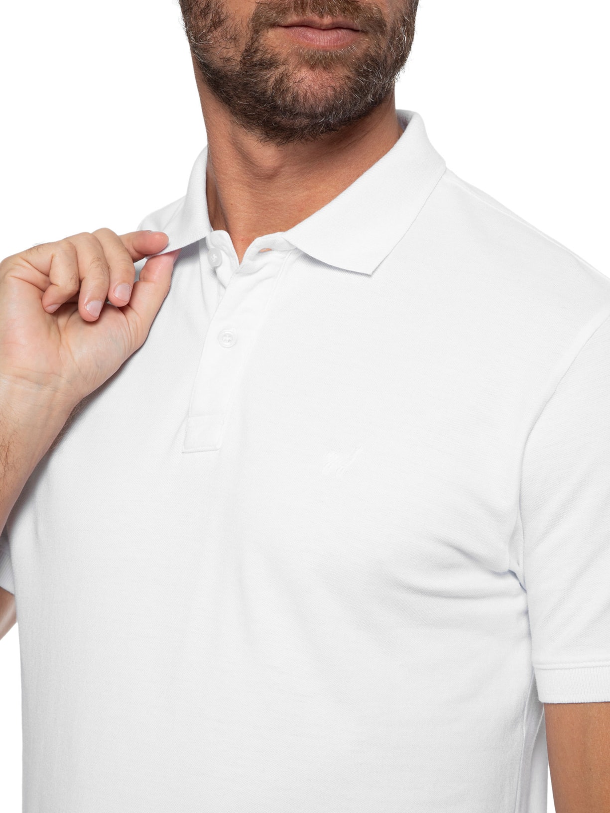 Polo Masculina Lhama Strech Branco Zapalla