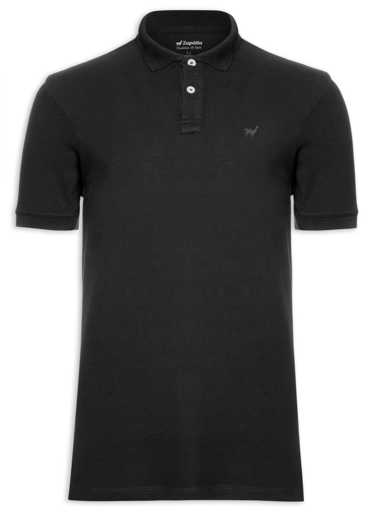 Polo Masculina Lhama Strech Preto Zapalla