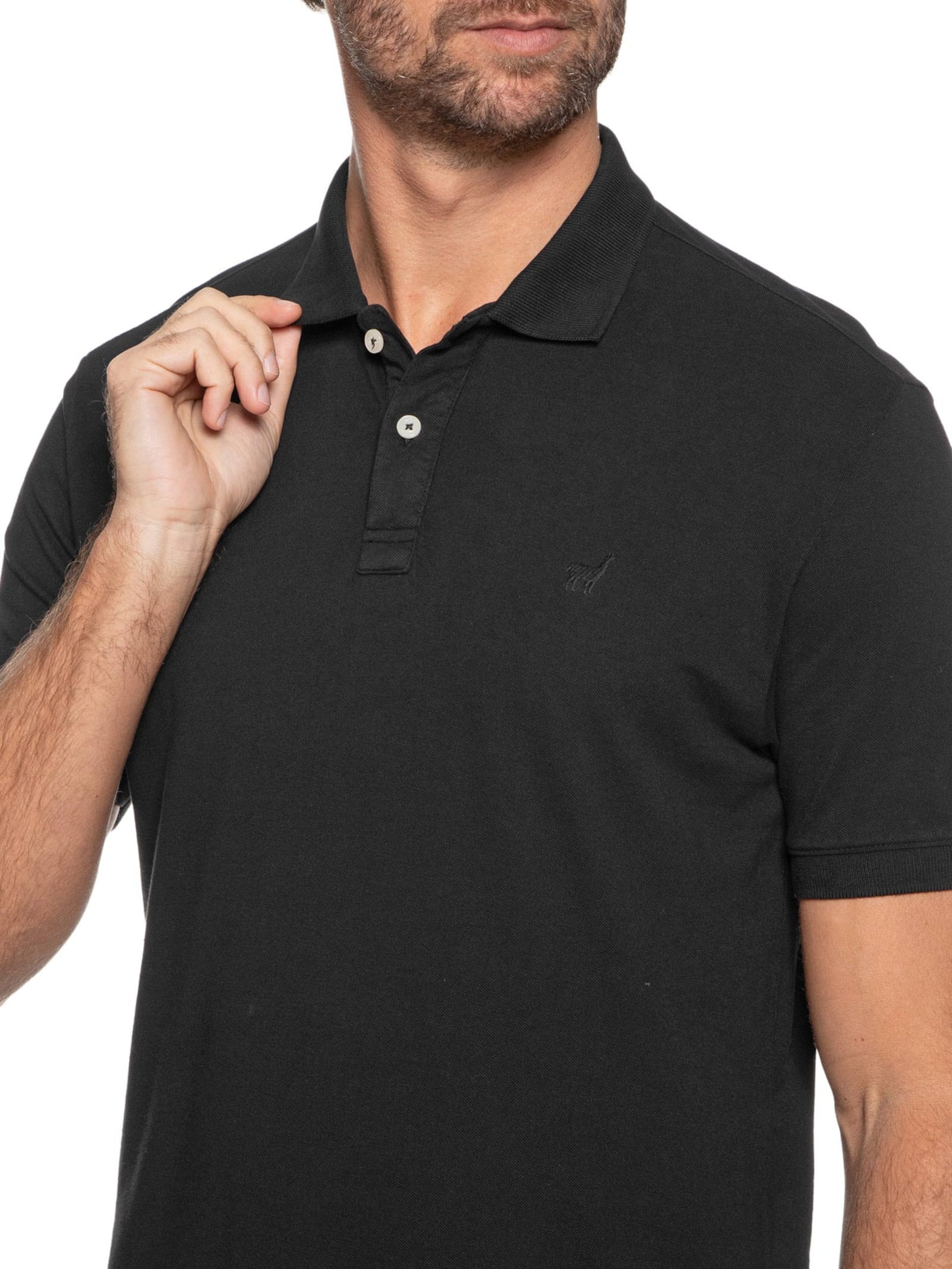 Polo Masculina Lhama Strech Preto Zapalla