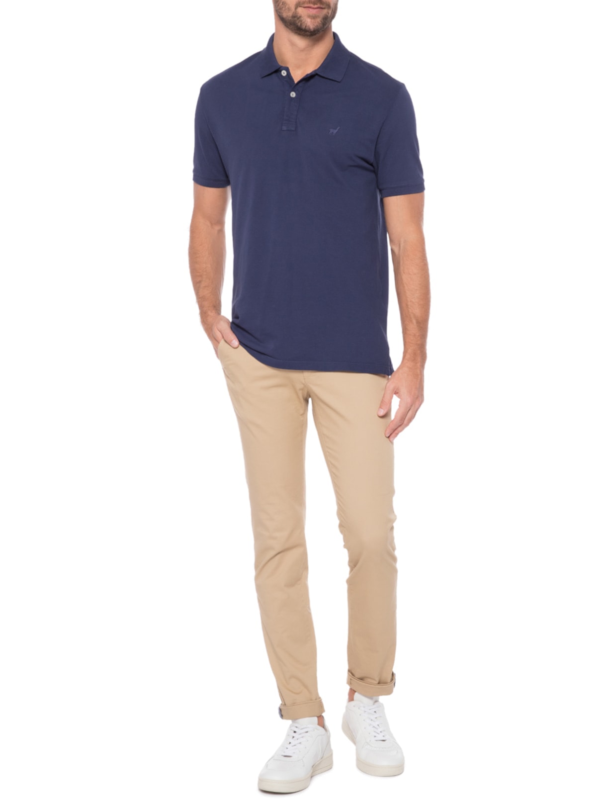 Polo Masculina Lhama Strech Zapalla Azul Zapalla