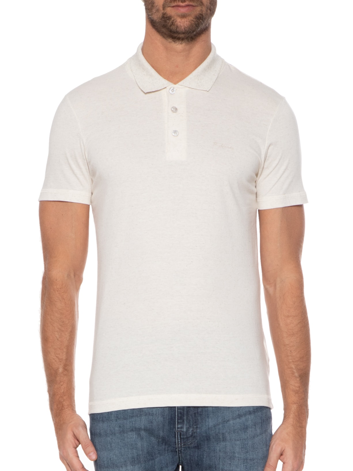 Polo Masculina Linen Basic Bege Richards