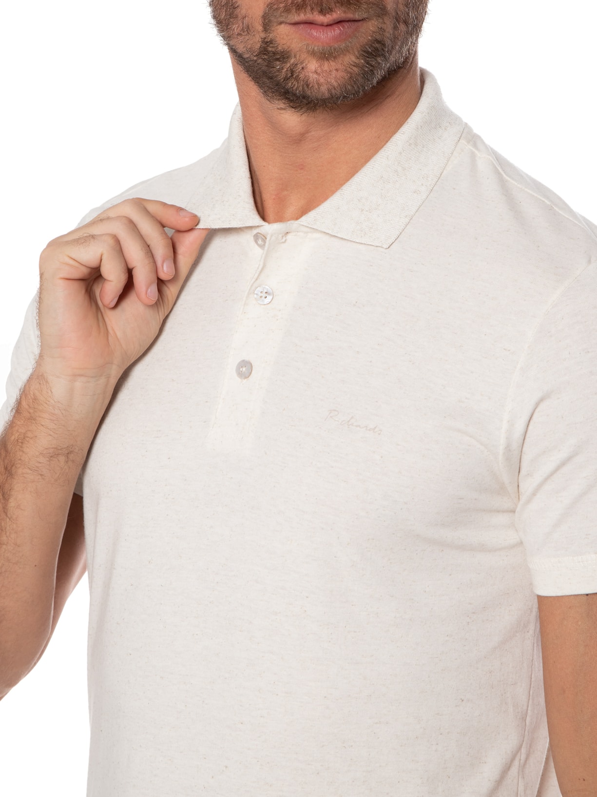 Polo Masculina Linen Basic Bege Richards