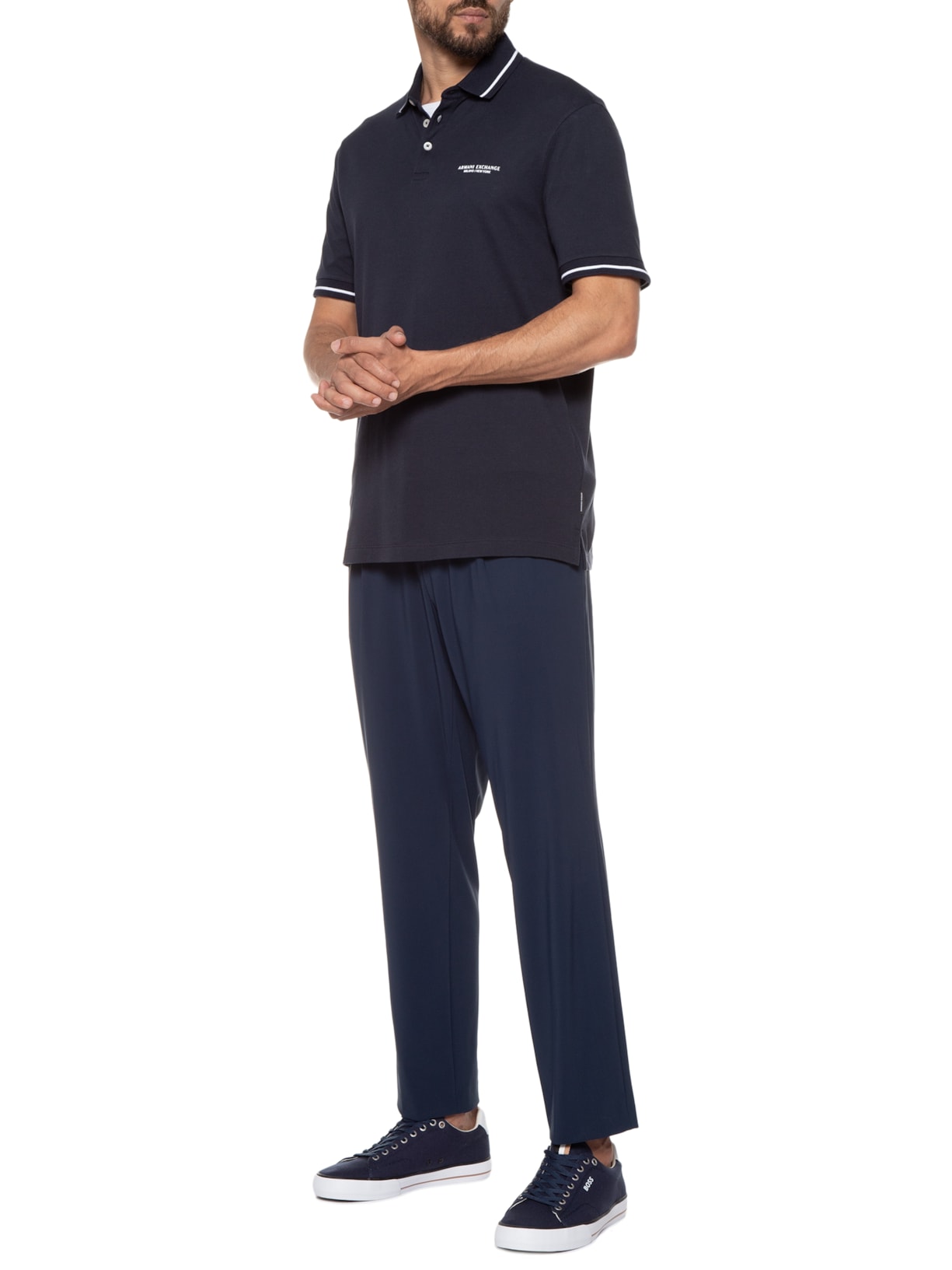 Polo Masculina Lisa Azul Armani Exchange