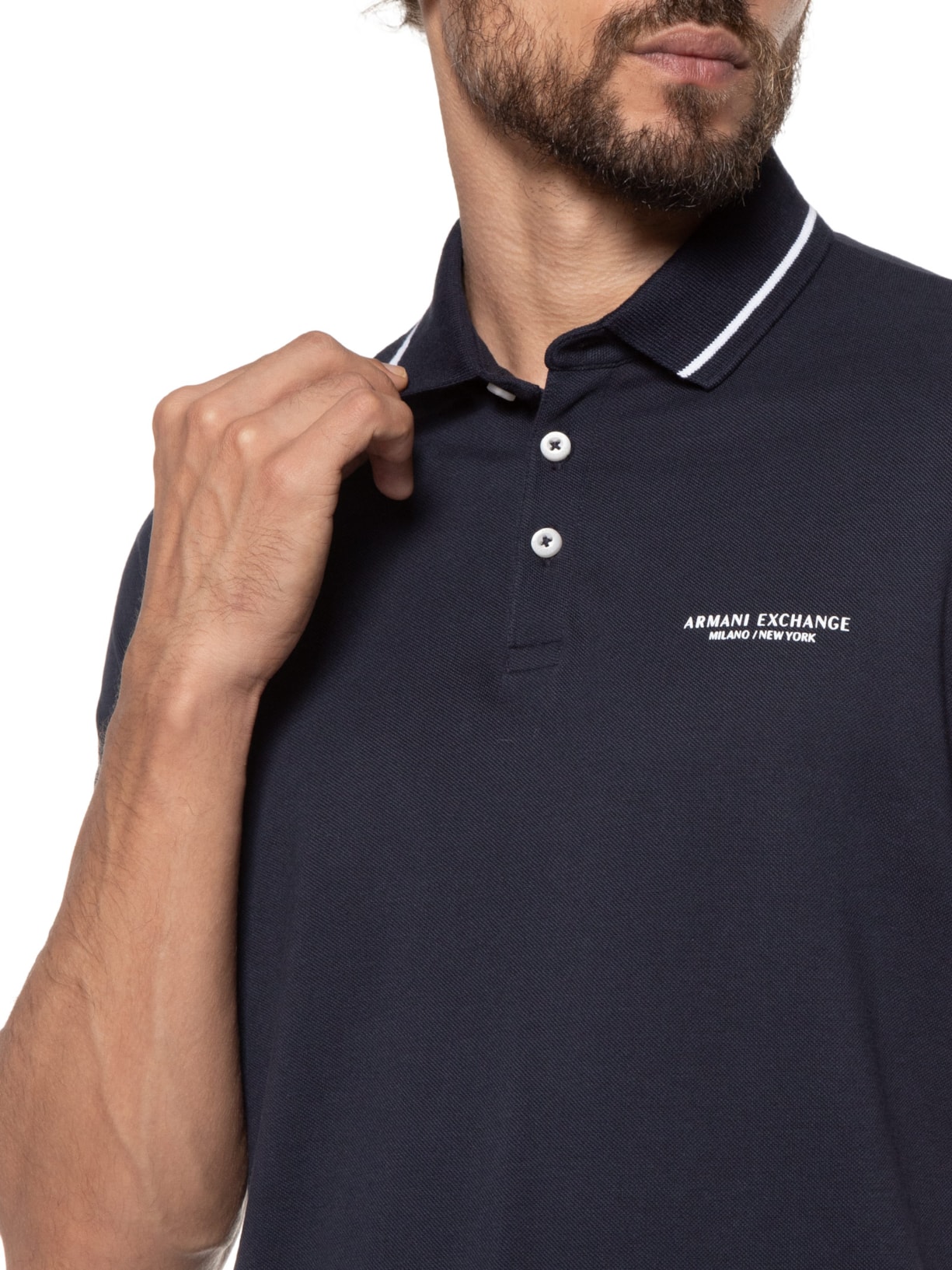 Polo Masculina Lisa Azul Armani Exchange