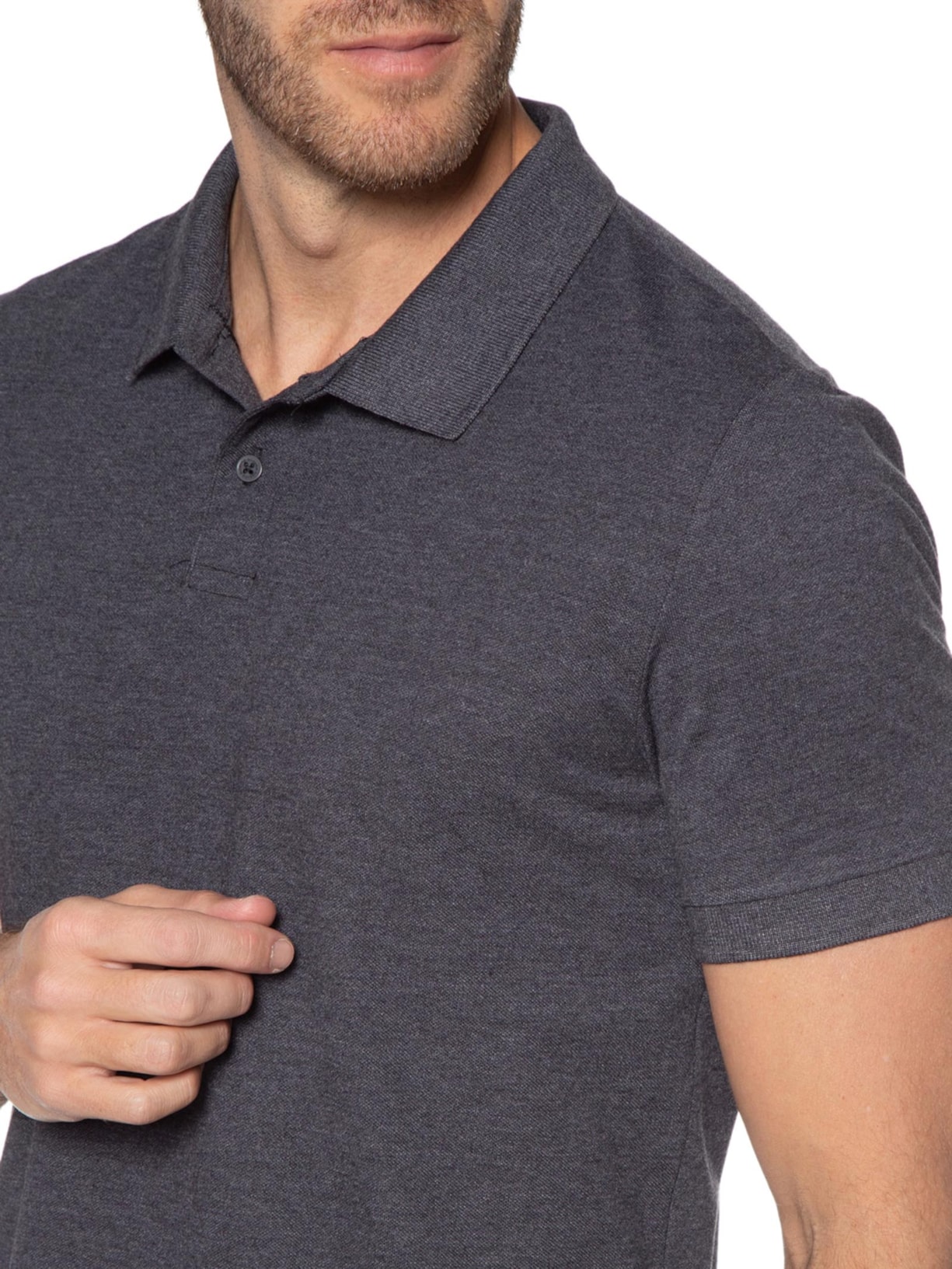 Polo Masculina Lisa Cinza Hering