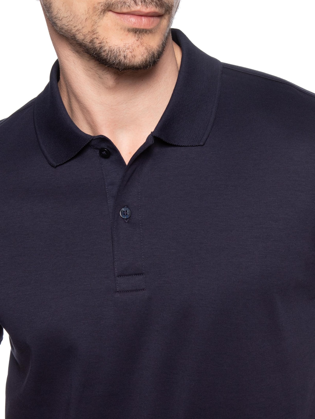 Polo Masculina Lisa Clássica Em Algodão Pima Azul Ricardo Almeida