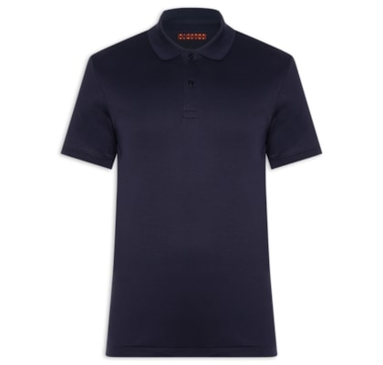 Polo Masculina Lisa Clássica Em Algodão Pima - Azul