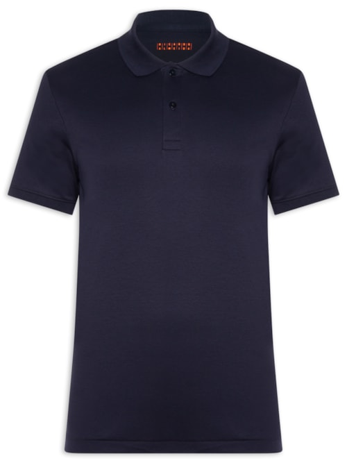 Polo Masculina Lisa Clássica Em Algodão Pima - Azul