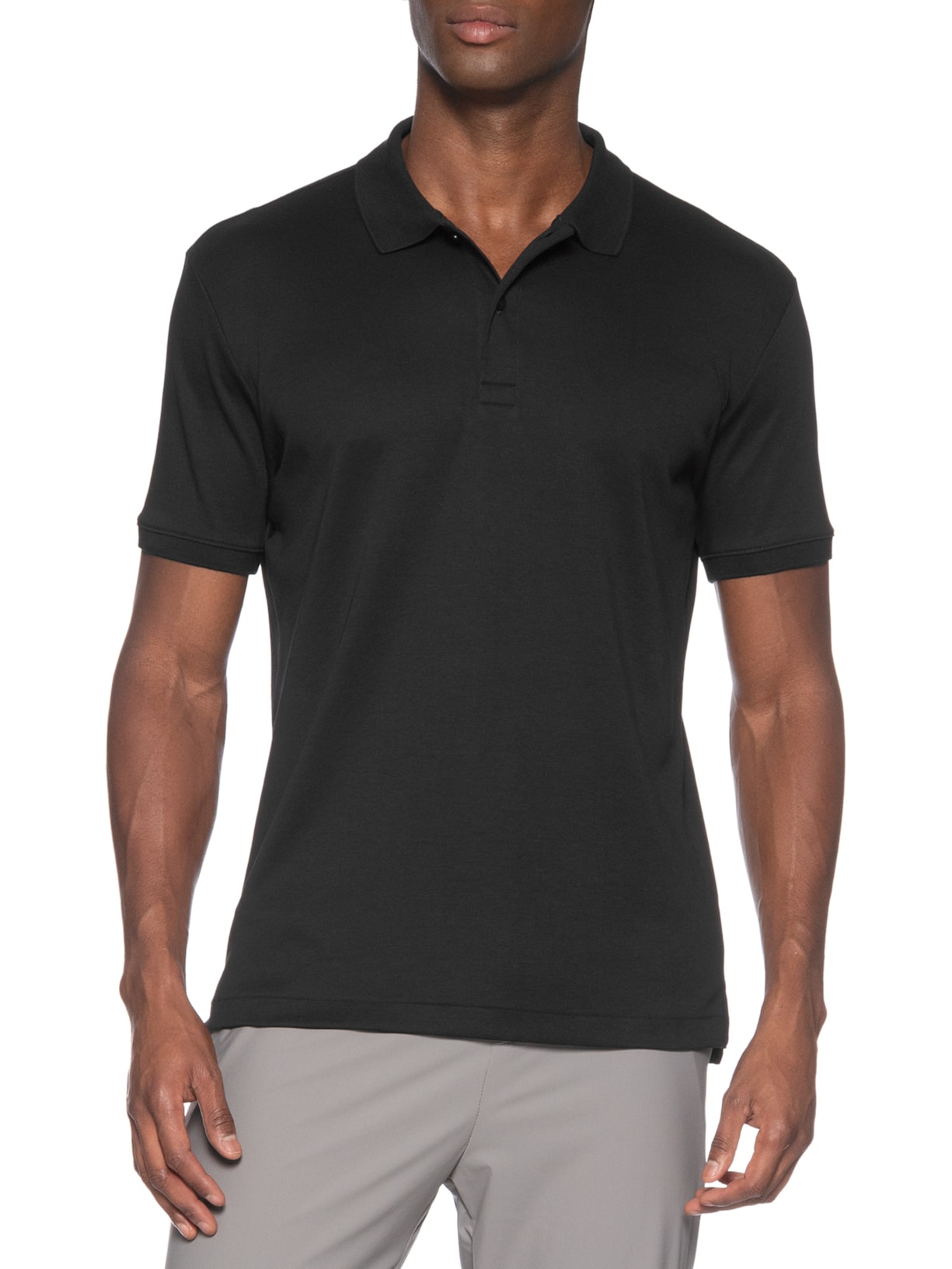 Polo Masculina Lisa Clássica Em Algodão Pima Preto Ricardo Almeida