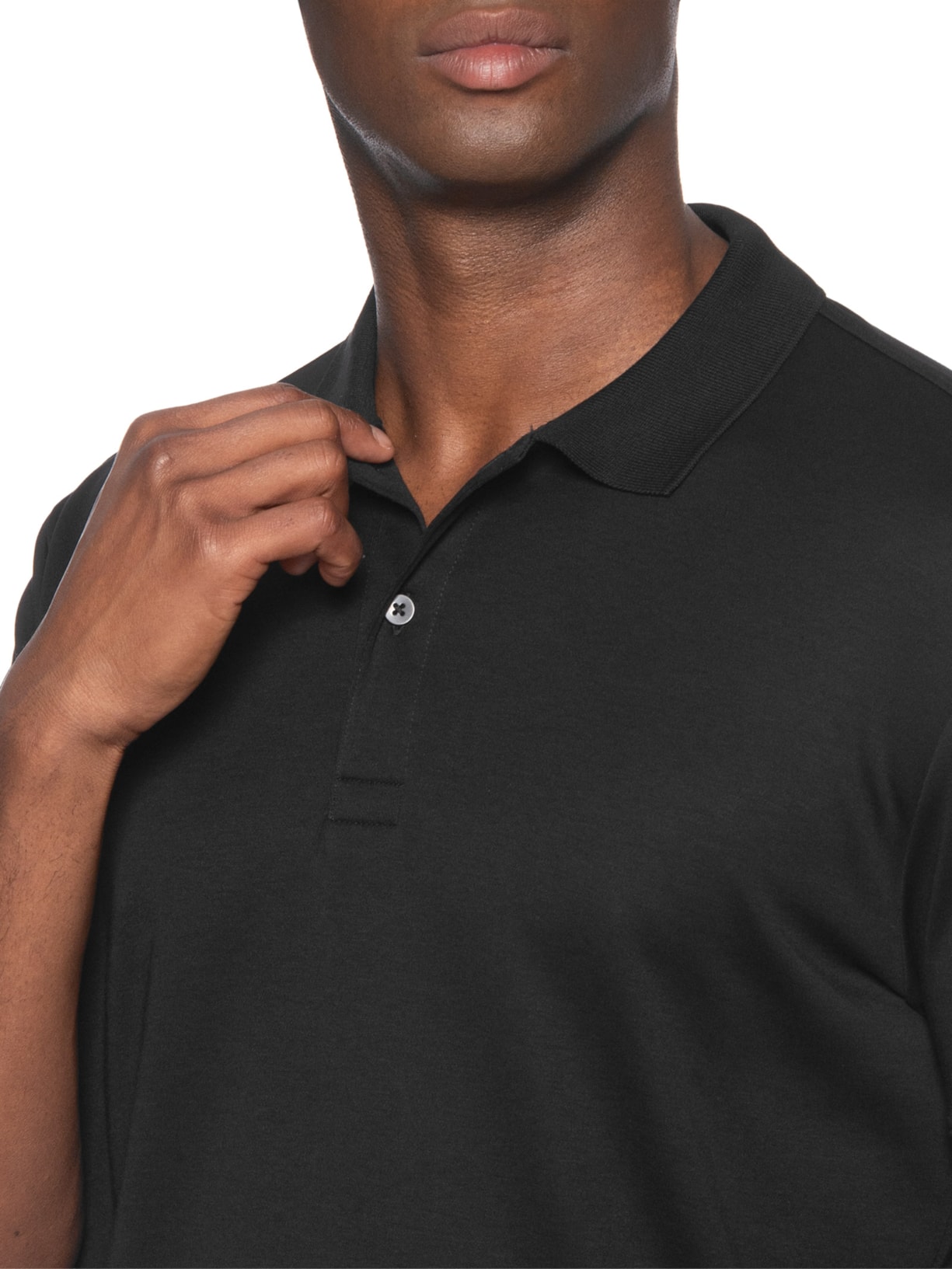 Polo Masculina Lisa Clássica Em Algodão Pima Preto Ricardo Almeida