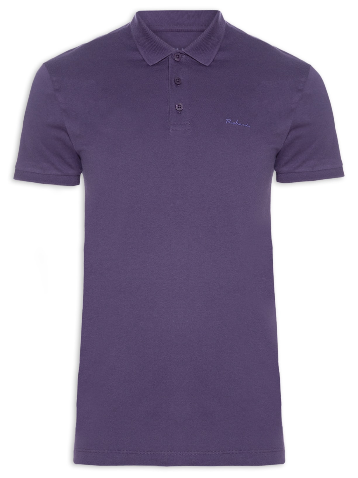 Polo Masculina Lisa Manga Curta - Azul