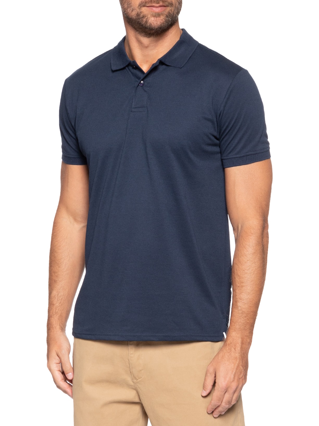 Polo Masculina Lisa Piquet Azul Basiq Men
