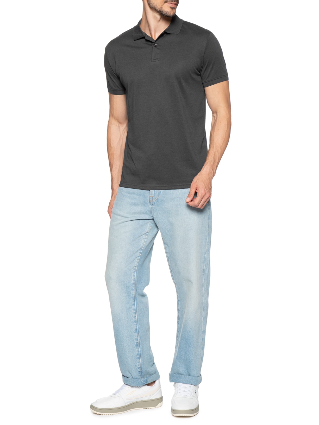 Polo Masculina Lisa Piquet Preto Basiq Men