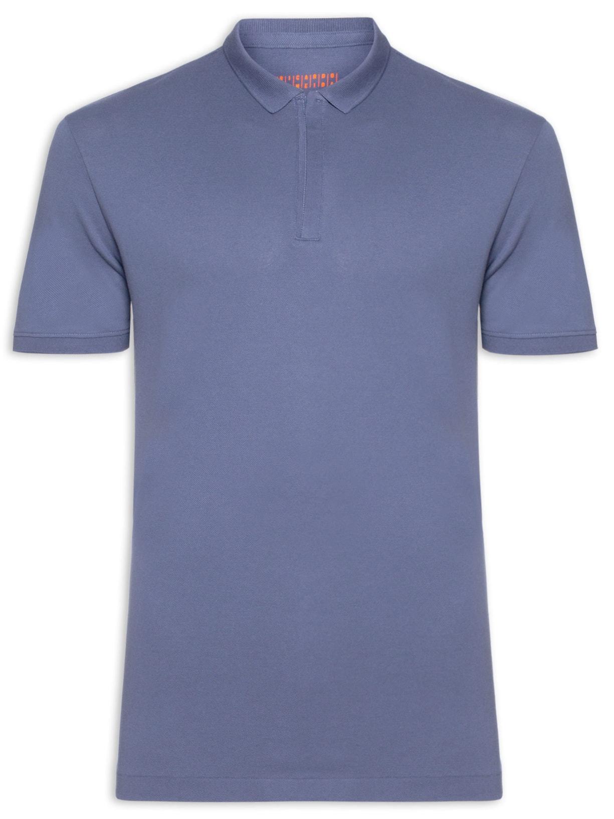 Polo Masculina Lisa Piquet Zíper Gola Estreita Algodão Pima Azul Ricardo Almeida