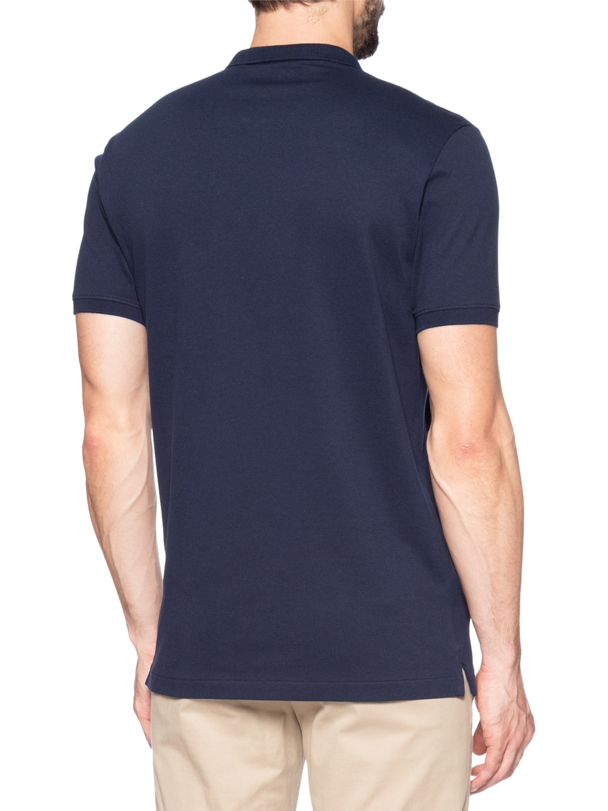 Polo Masculina Lisa Piquet Zíper Gola Estreita Algodão Pima Azul Ricardo Almeida