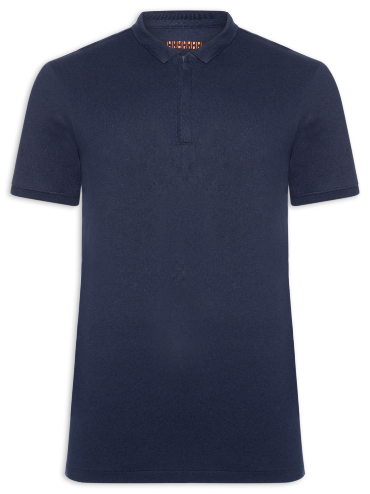 Polo Masculina Lisa Piquet Zíper Gola Estreita Algodão Pima Azul Ricardo Almeida