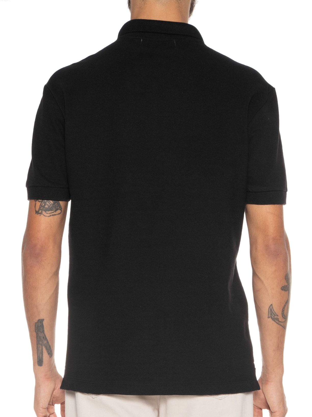 Polo Masculina Lisa Preto Purple Yellow