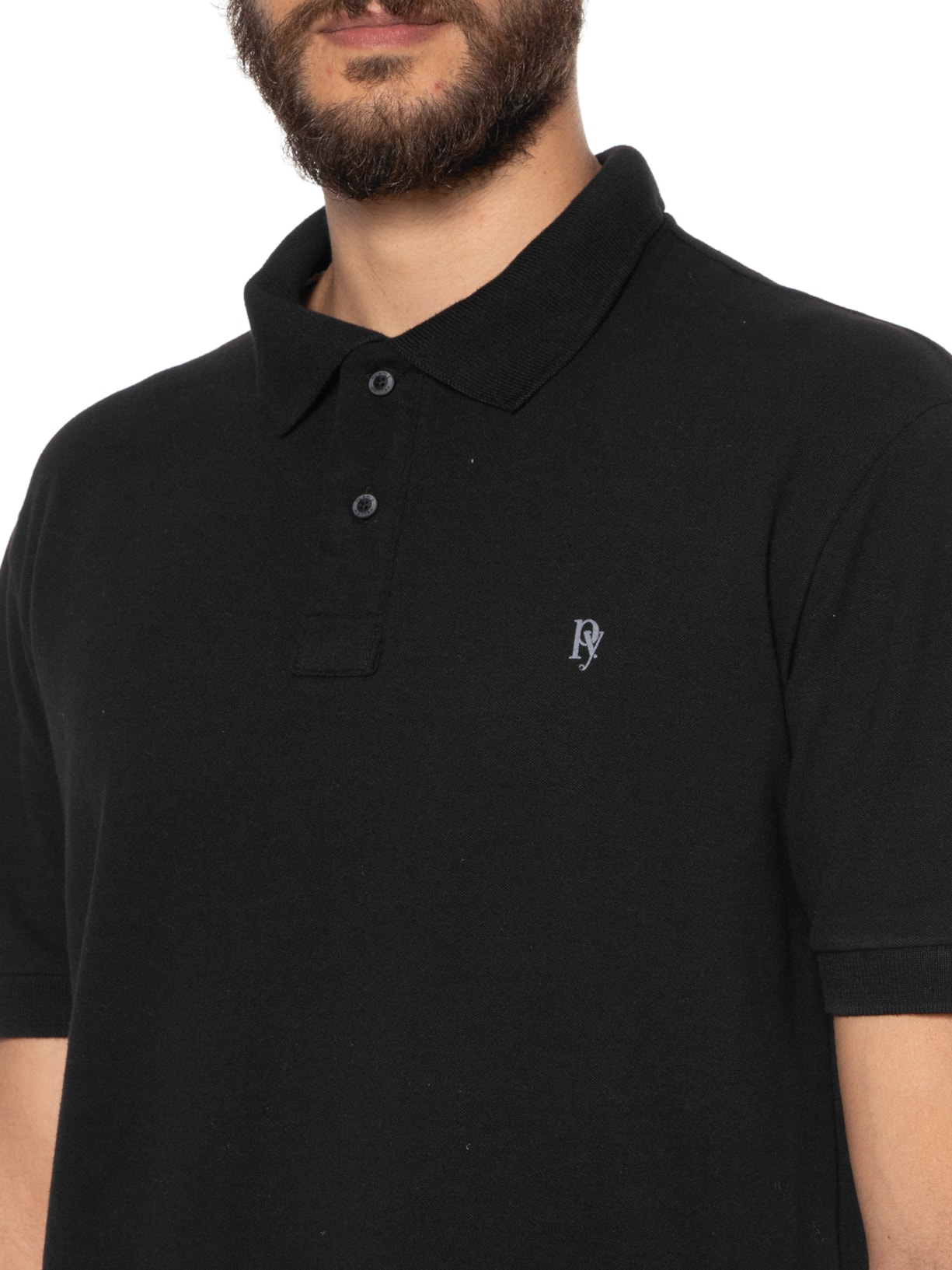 Polo Masculina Lisa Preto Purple Yellow