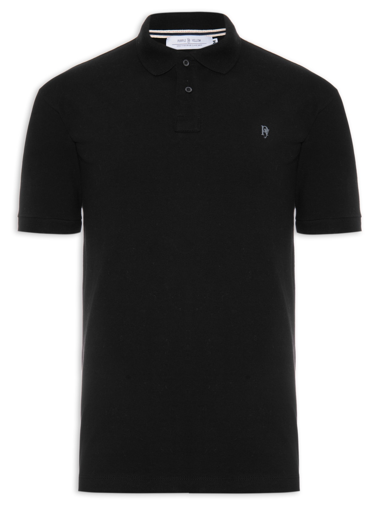 Polo Masculina Lisa Preto Purple Yellow