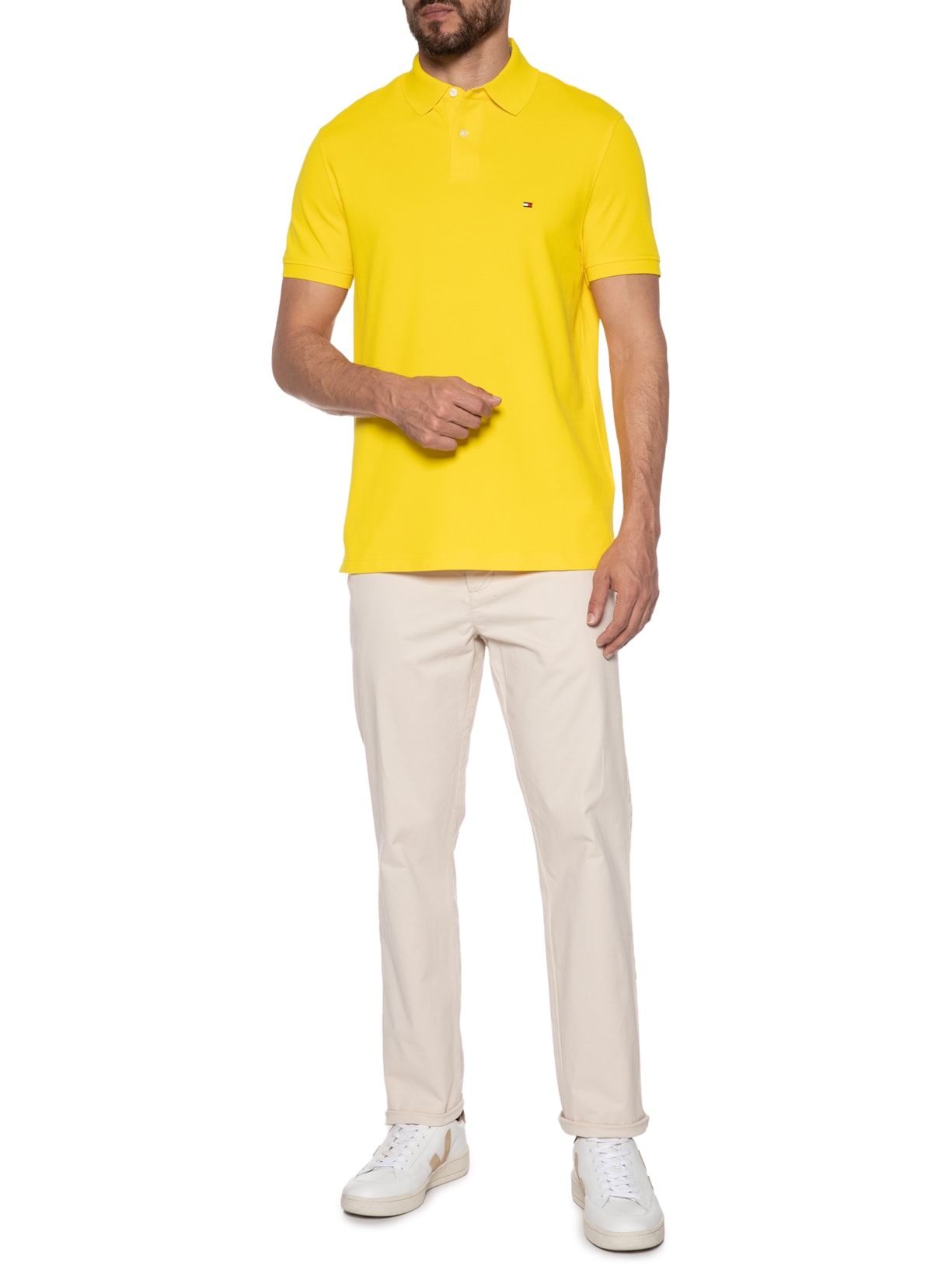 Polo Masculina lm 1985 Regular Amarelo Tommy Hilfiger