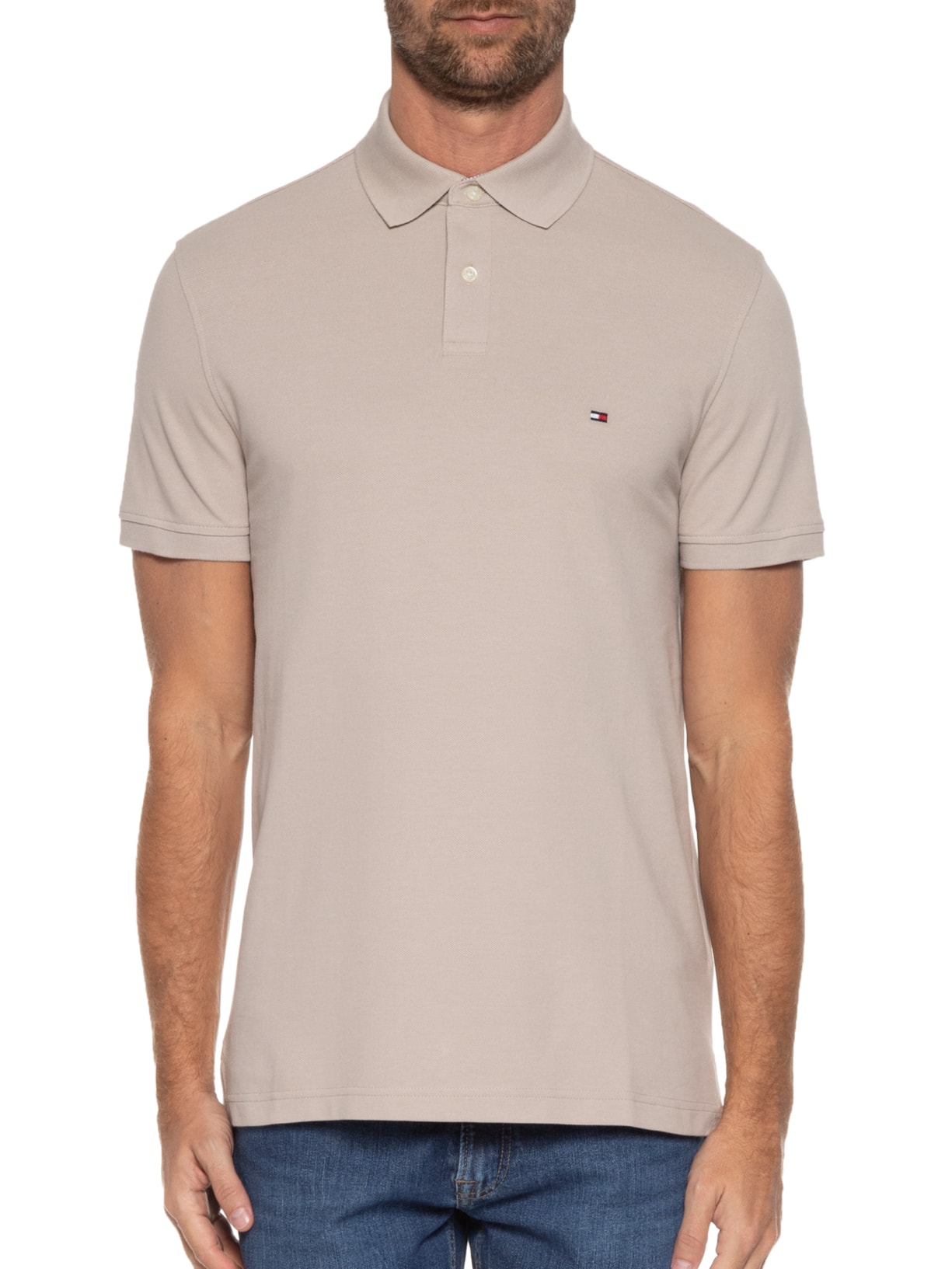 Polo Masculina lm 1985 Regular Bege Tommy Hilfiger