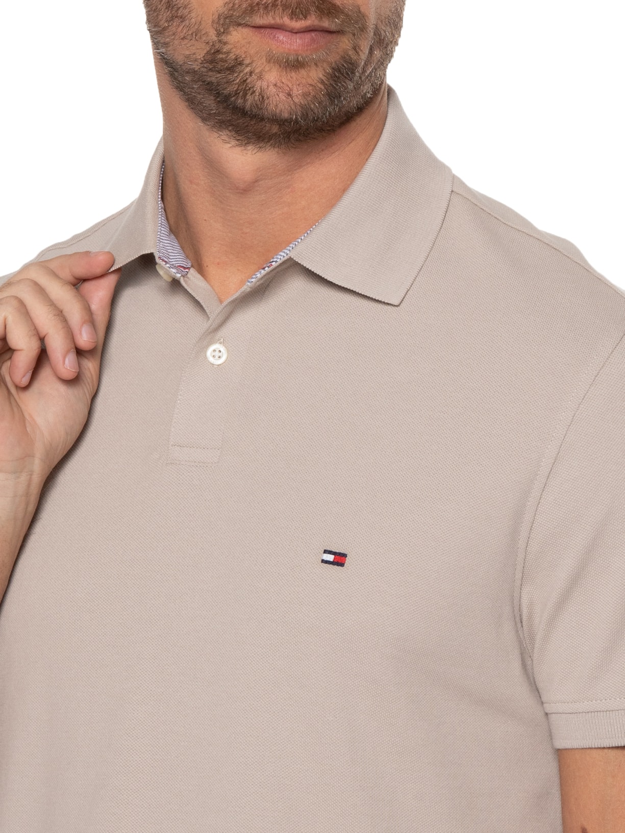 Polo Masculina lm 1985 Regular Bege Tommy Hilfiger