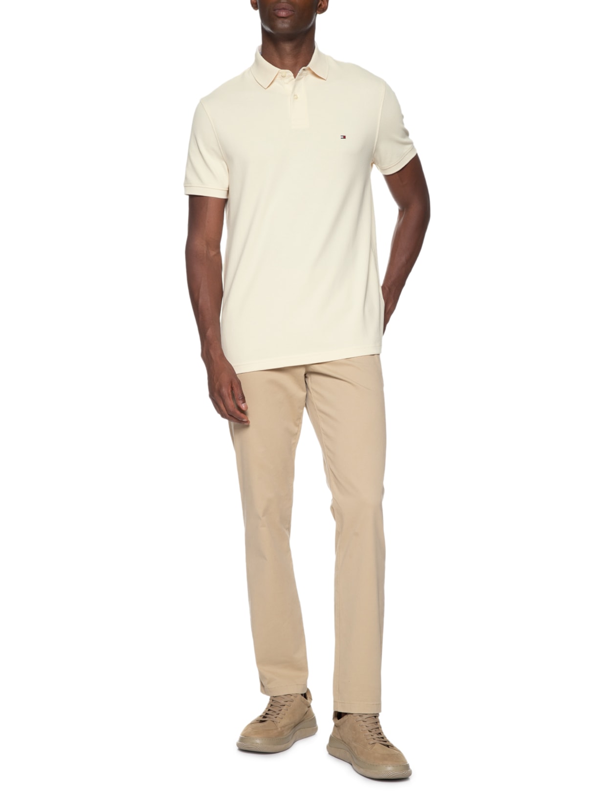 Polo Masculina lm 1985 Regular Bege Tommy Hilfiger