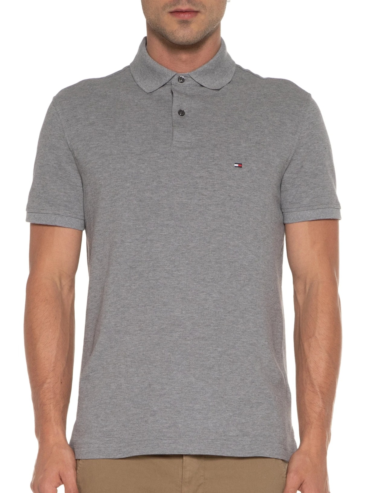 Polo Masculina lm 1985 Regular Cinza Tommy Hilfiger