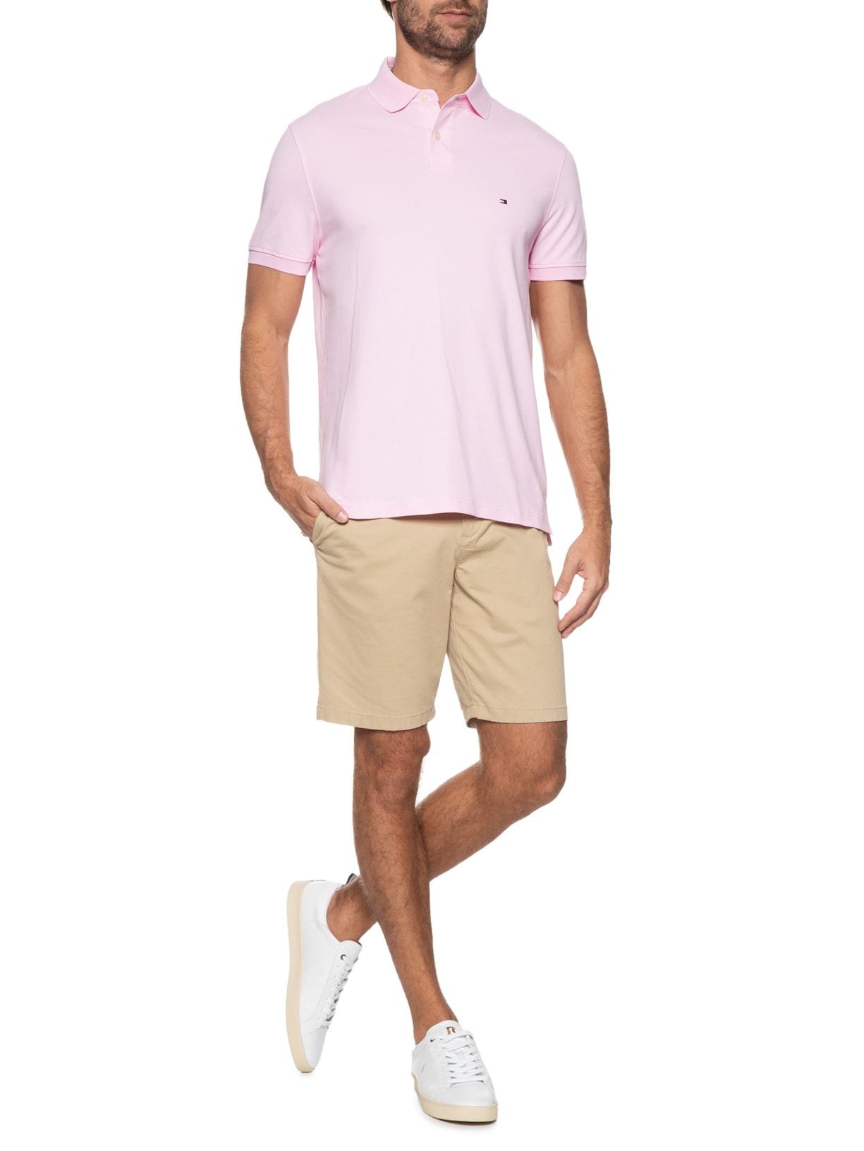 Polo Masculina lm 1985 Regular Rosa Tommy Hilfiger