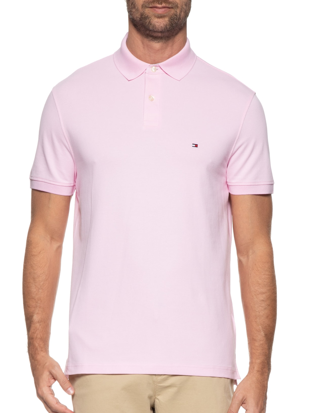Polo Masculina lm 1985 Regular Rosa Tommy Hilfiger