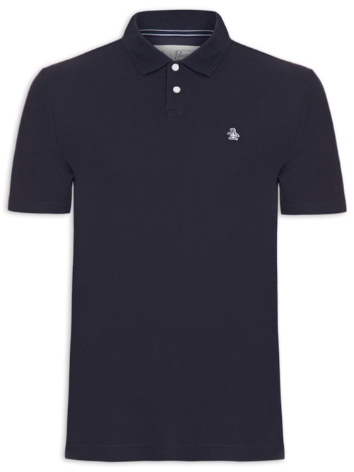 Polo Masculina Logo - Azul