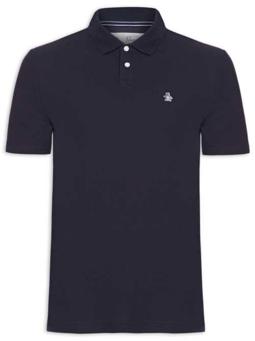 Polo Masculina Logo - Azul