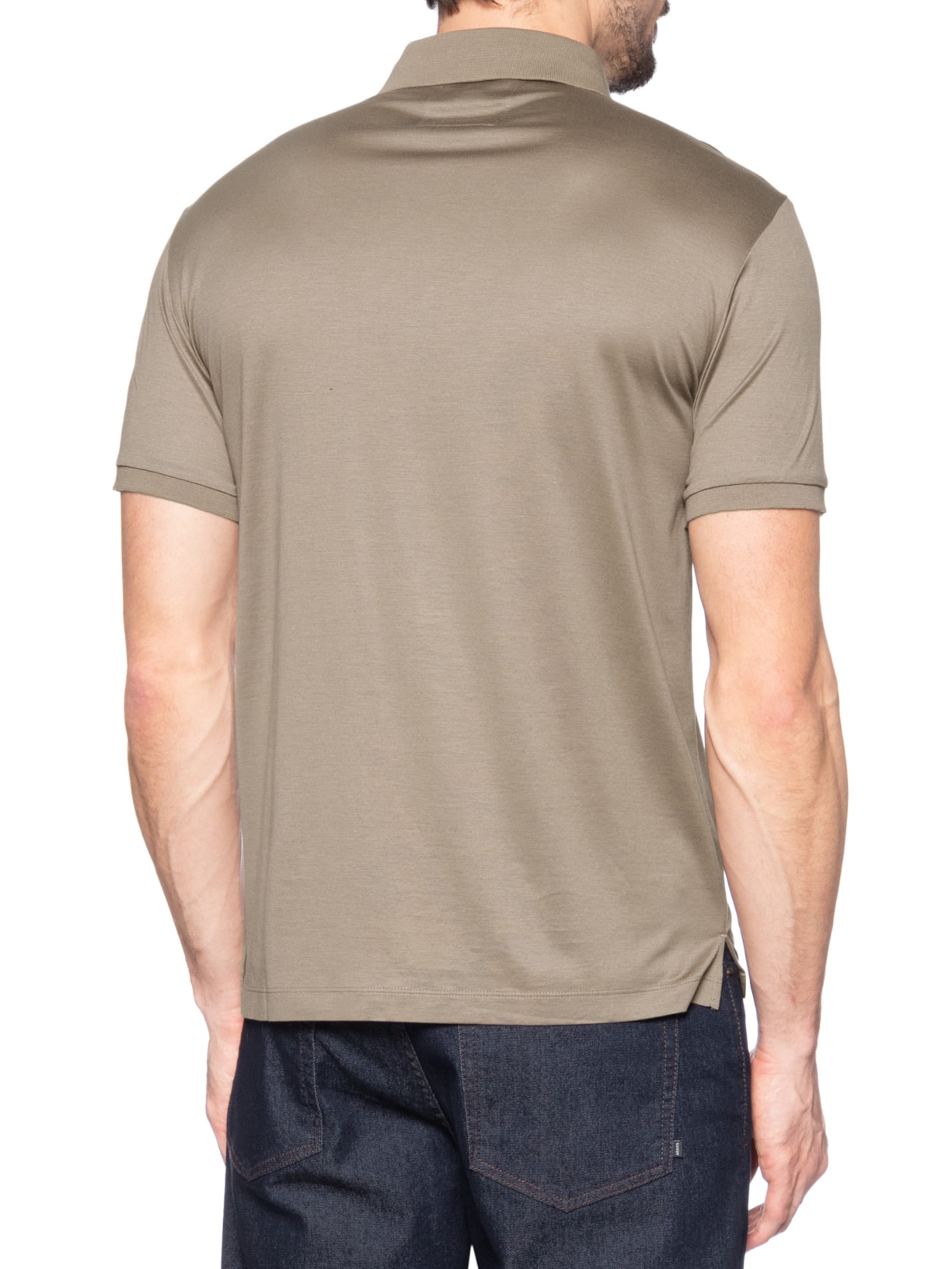 Polo Masculina Logo Bege Emporio Armani