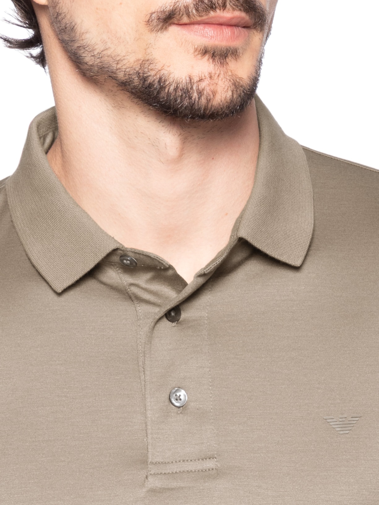 Polo Masculina Logo Bege Emporio Armani