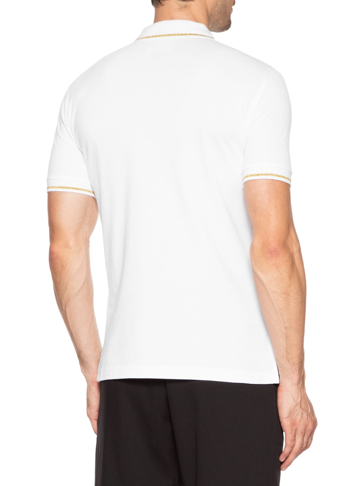 Polo Masculina Logo Plaque Shirt Branco Versace Jeans Couture