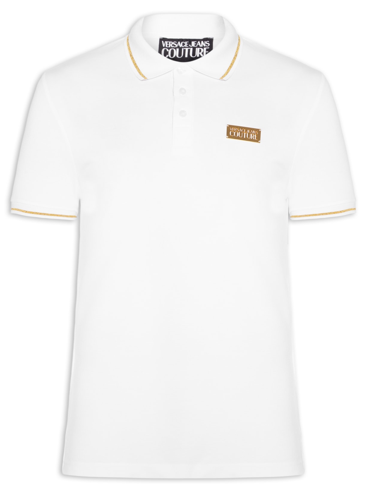 Polo Masculina Logo Plaque Shirt Branco Versace Jeans Couture