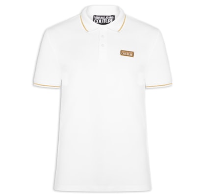Polo Masculina Logo Plaque Shirt - Branco