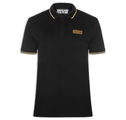 Polo Masculina Logo Plaque Shirt - Preto