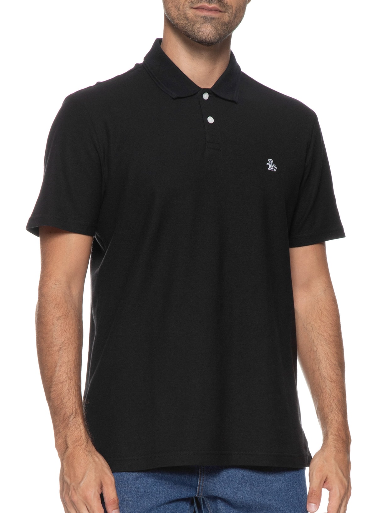 Polo Masculina Logo Preto Original Penguin
