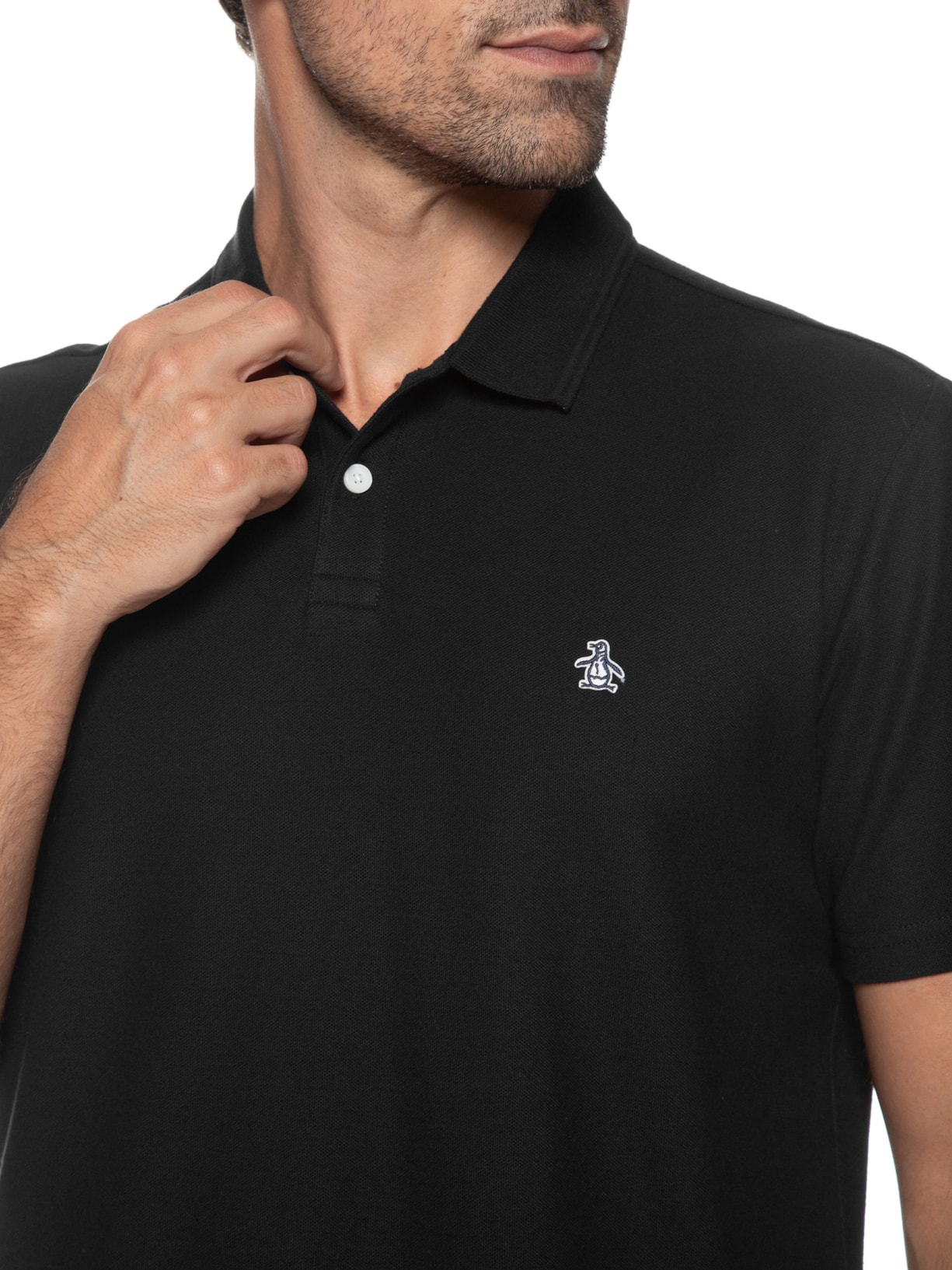 Polo Masculina Logo Preto Original Penguin
