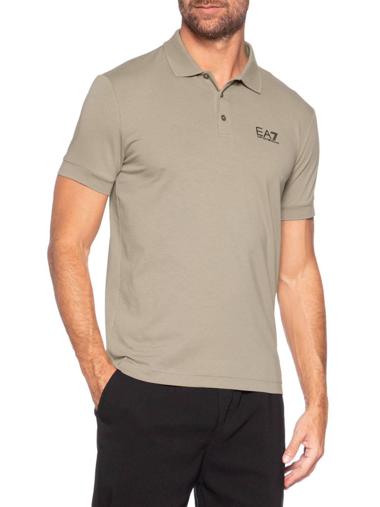 Pólo Masculina Logo Train Core Bege Ea7 Emporio Armani