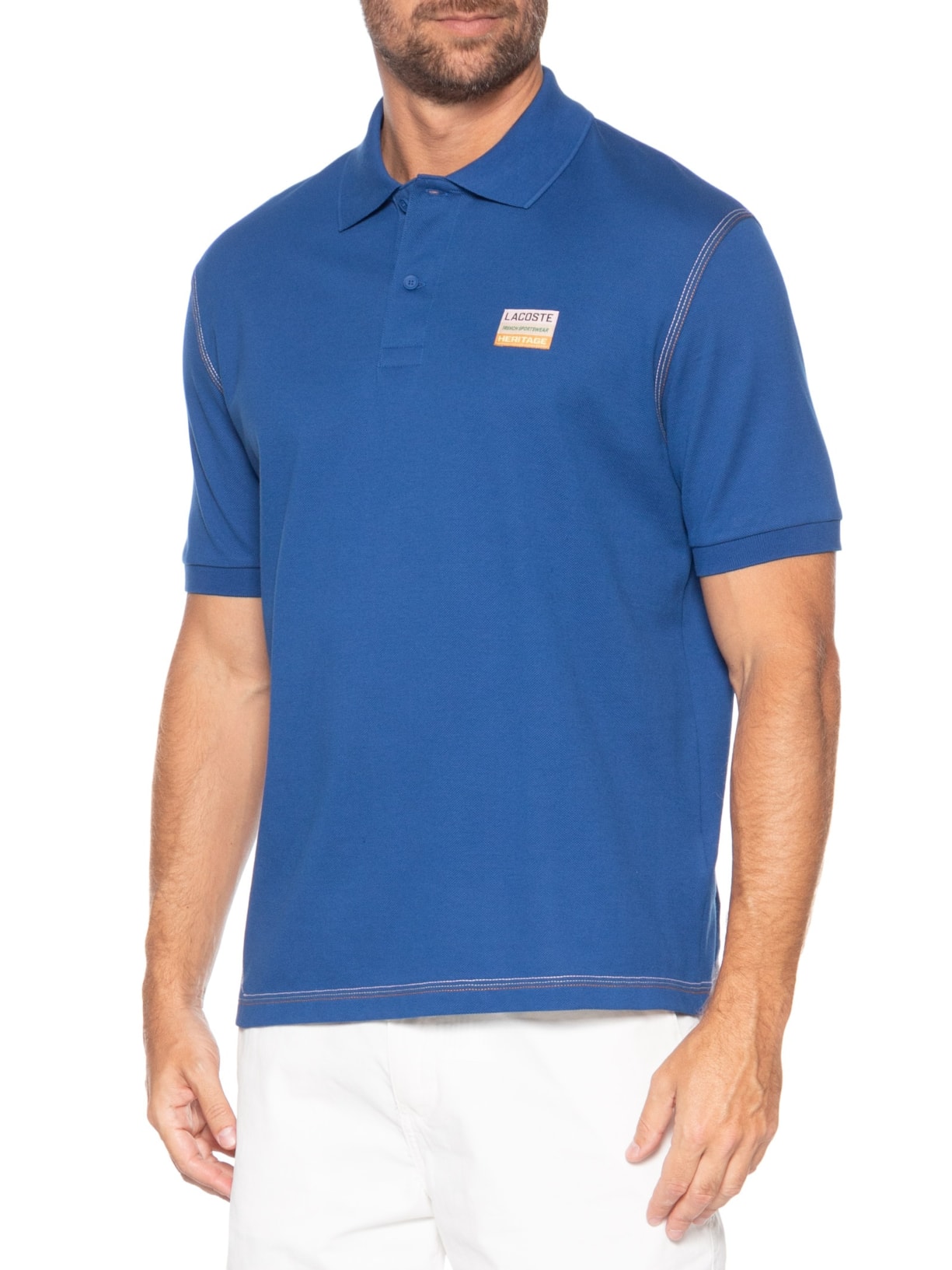 Polo Masculina Loose Fit 1933 Petit Piquet Azul Lacoste
