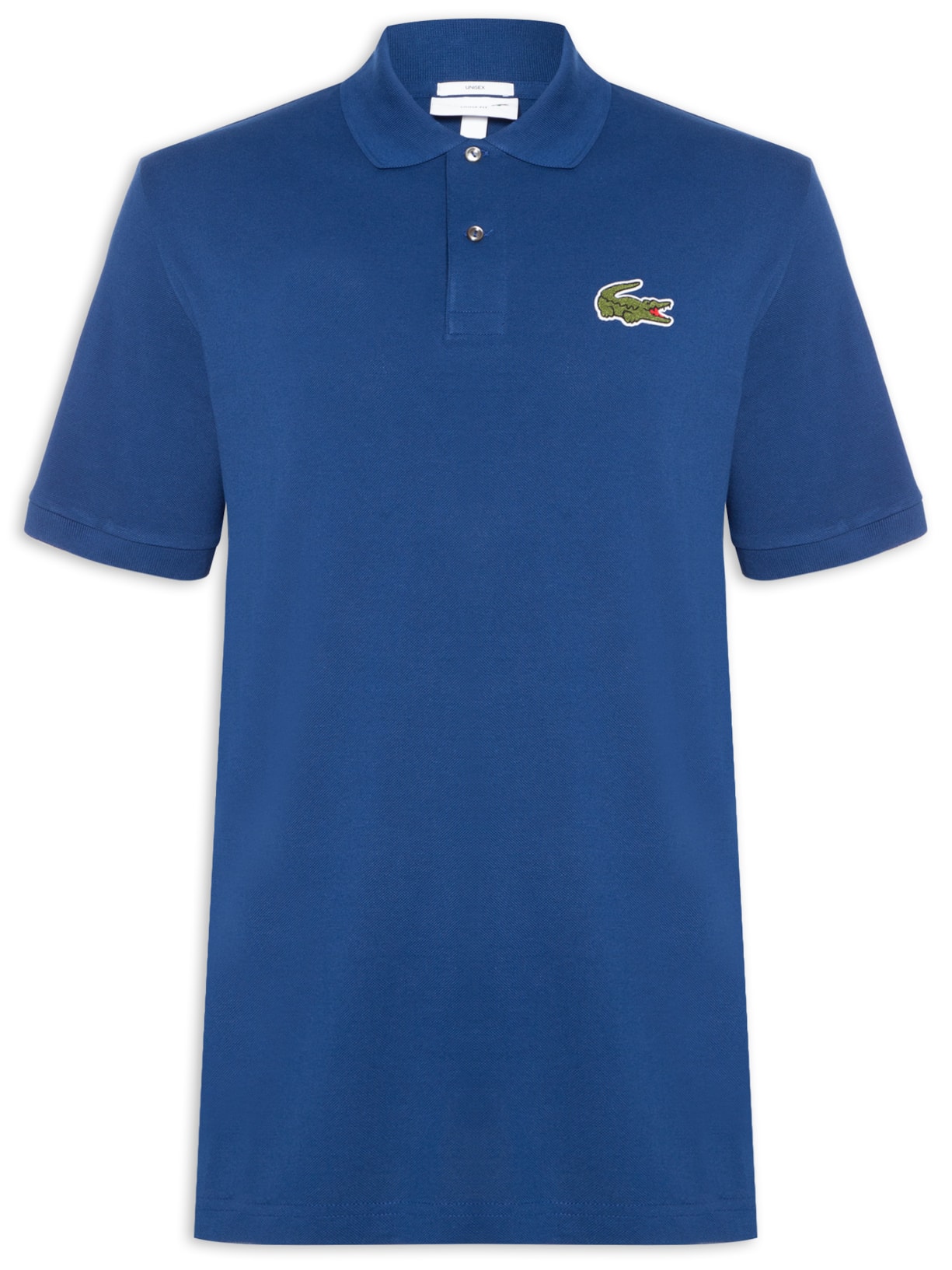 Polo Masculina Loose Fit Crocodilo Emblemático Em Piquet De Algodão Orgânico - Azul