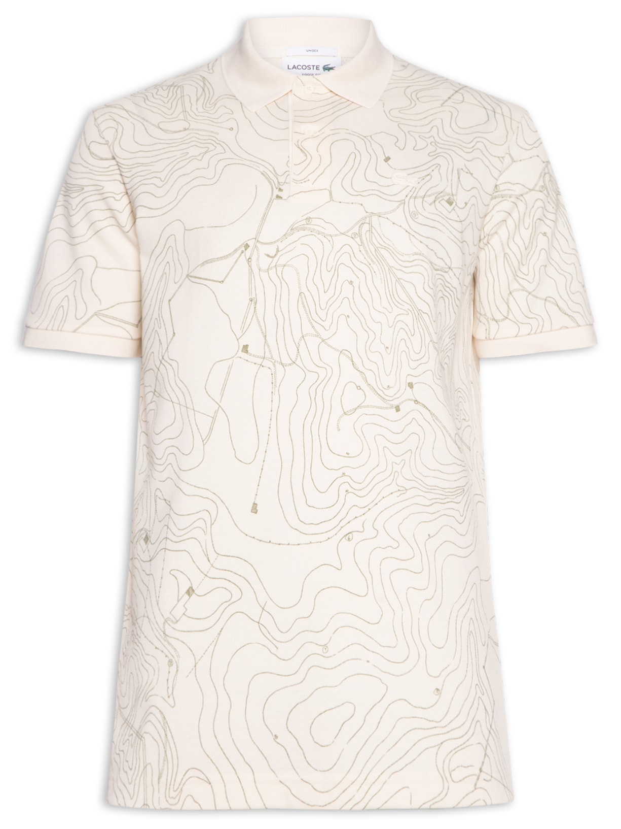 Polo Masculina Loose Fit Landscape Petit Piquet Bege Lacoste