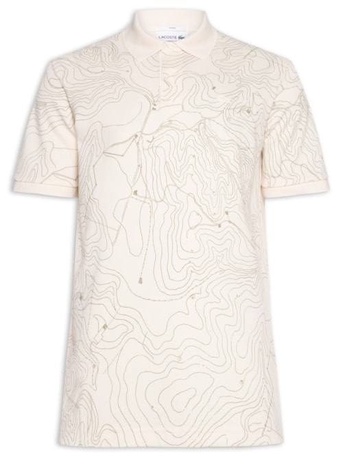 Polo Masculina Loose Fit Landscape Petit Piquet - Bege
