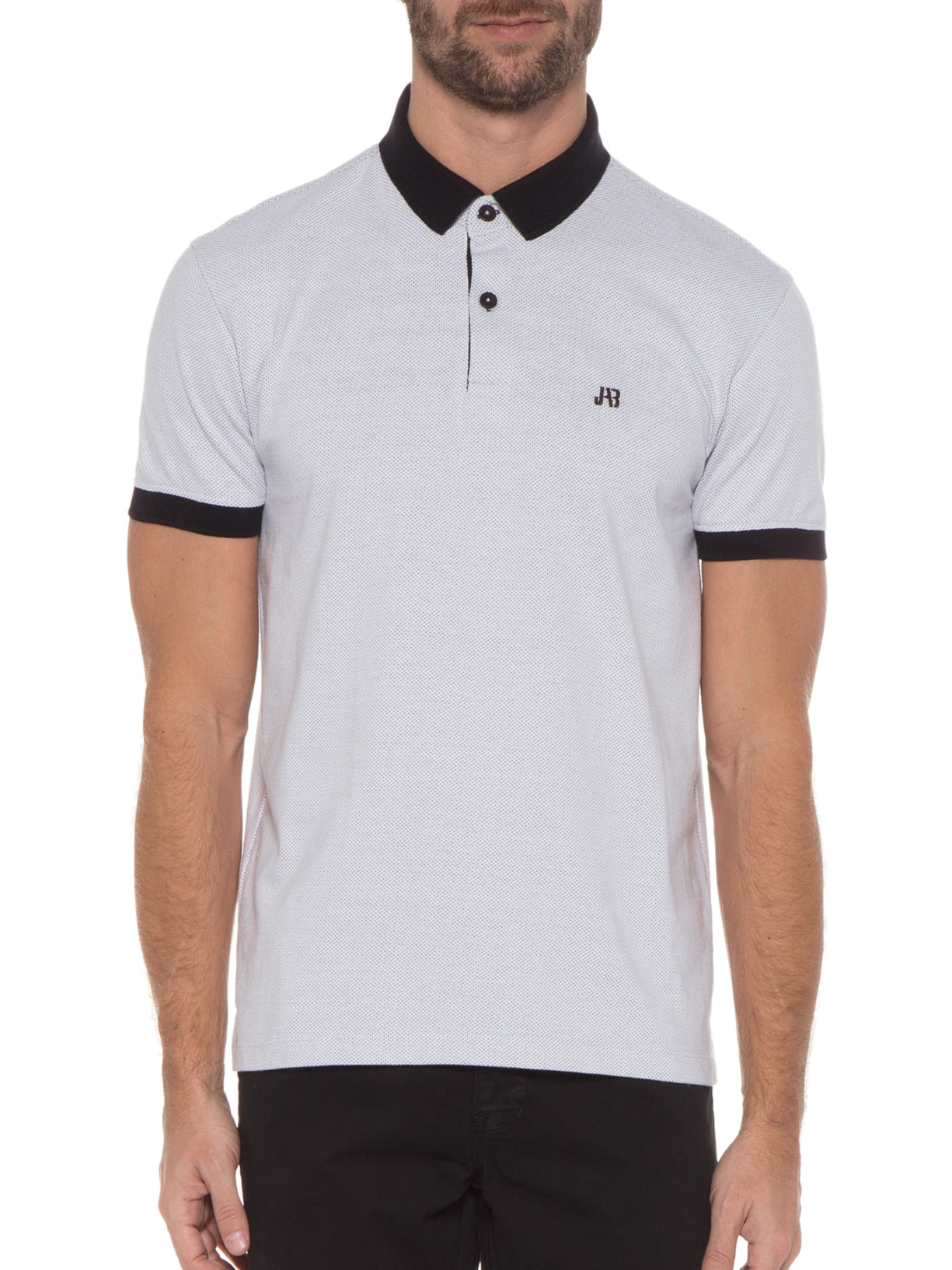 Polo Masculina Malha Friso Duplo Branco Jab